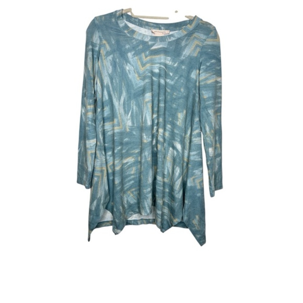 Anthropologie Philosophy Republic Clothing Blue Geometric Print Tunic Top – Siz